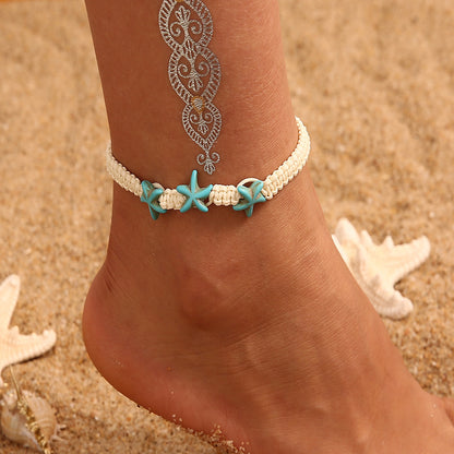 Handmade Mixed Color Rice Bead Multi-Layer Anklet