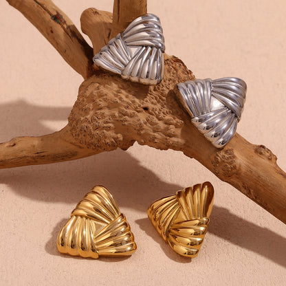 18K Gold Triangular Stud Earrings