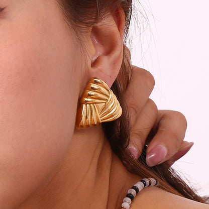 18K Gold Triangular Stud Earrings