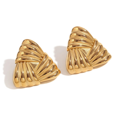 18K Gold Triangular Stud Earrings