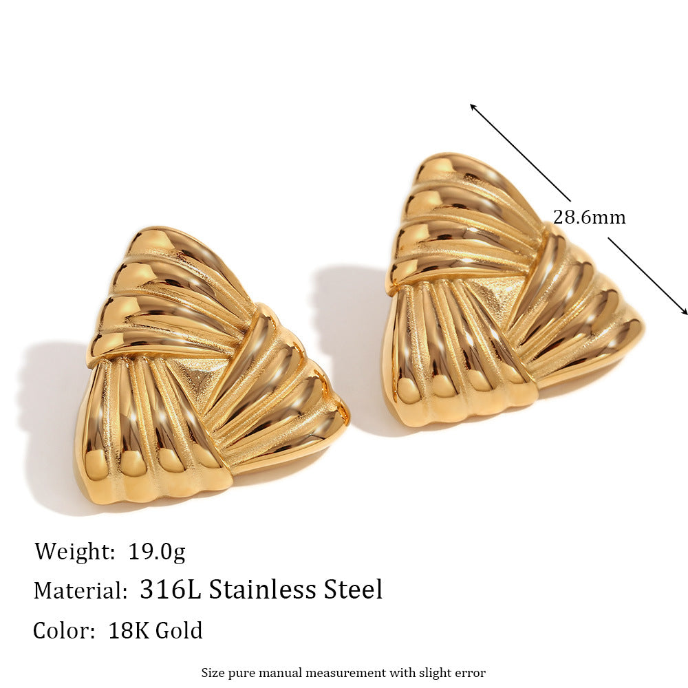 18K Gold Triangular Stud Earrings