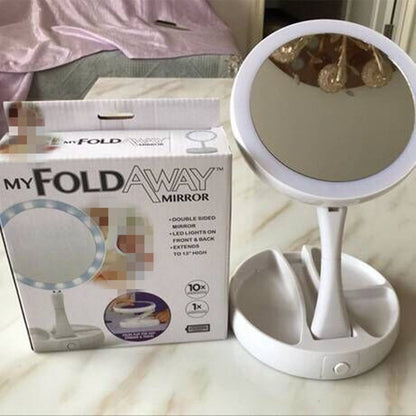 White Foldable Vanity Mirror With Light